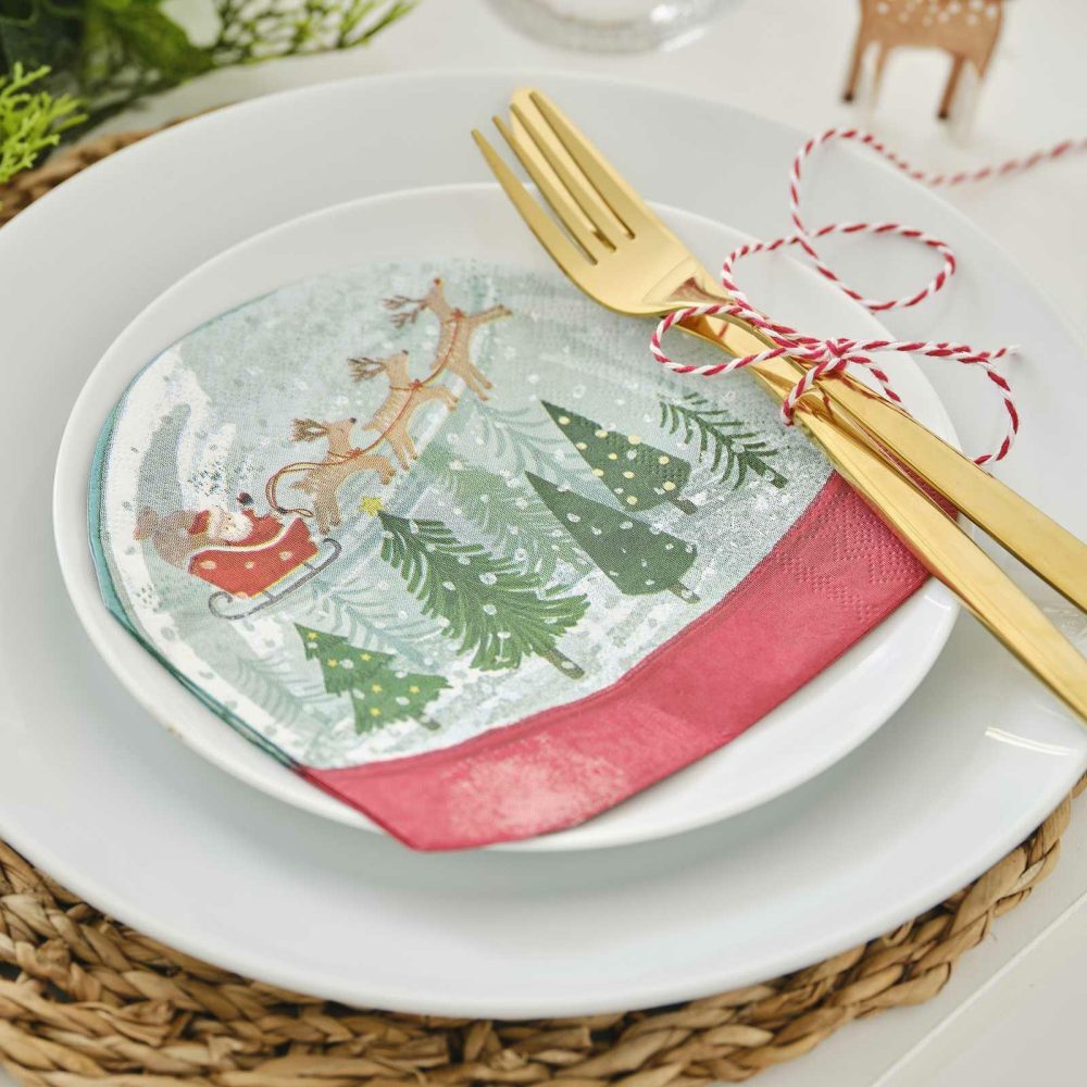 Paper Napkins |   Snowglobe Shaped Christmas Paper Napkins Paper Napkins Paper Napkins