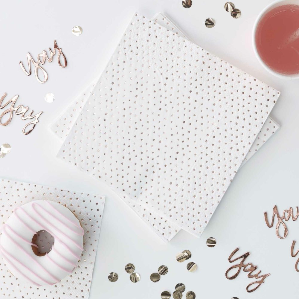 Paper Napkins |   Spotty Print Rose Gold Napkins Paper Napkins Paper Napkins