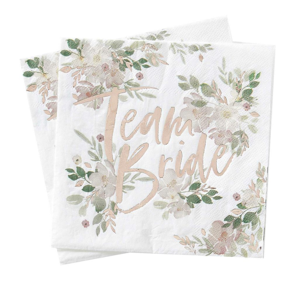 Paper Napkins |   Team Bride Floral Bachelorette Napkins Paper Napkins Paper Napkins