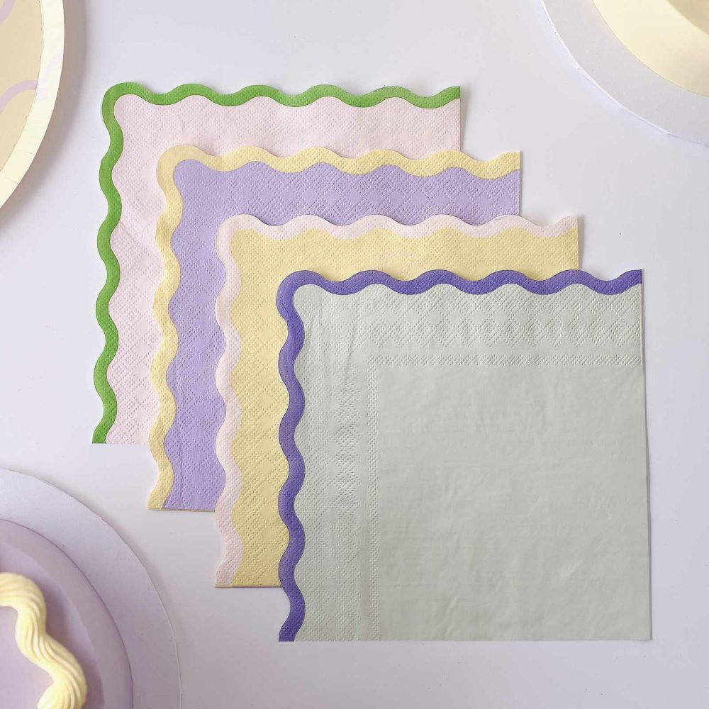 Paper Napkins |   Wavy Pastel Napkins Paper Napkins Paper Napkins