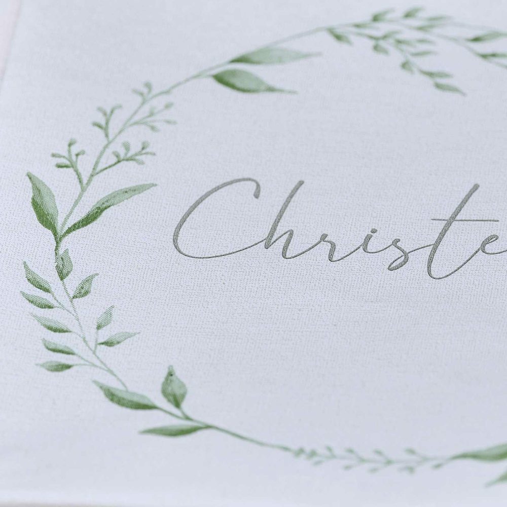 Paper Napkins |   White And Green Christening Paper Napkins Paper Napkins Paper Napkins