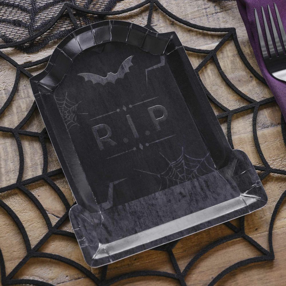 Paper Plates |   Embossed Tombstone Paper Halloween Plates Paper Plates Paper Plates