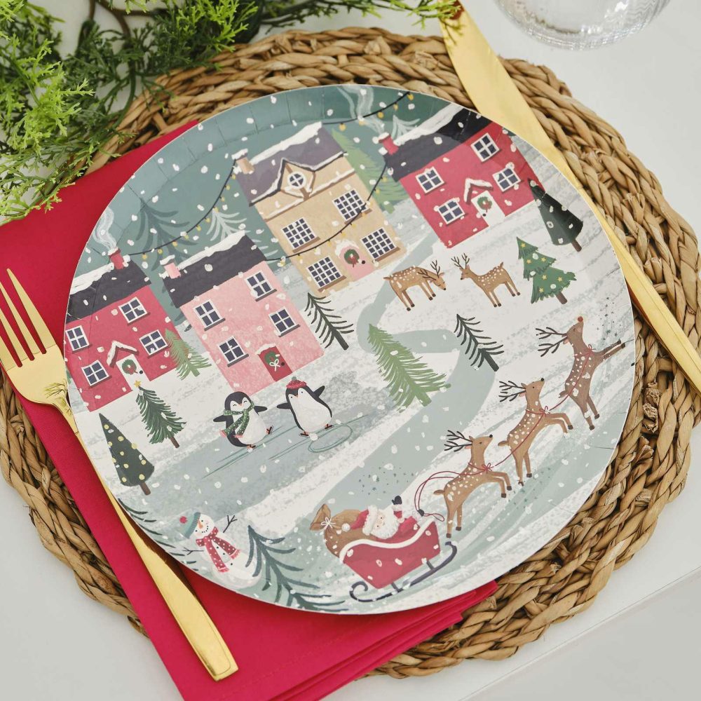 Paper Plates |   Festive Scene Christmas Paper Plates Paper Plates Paper Plates