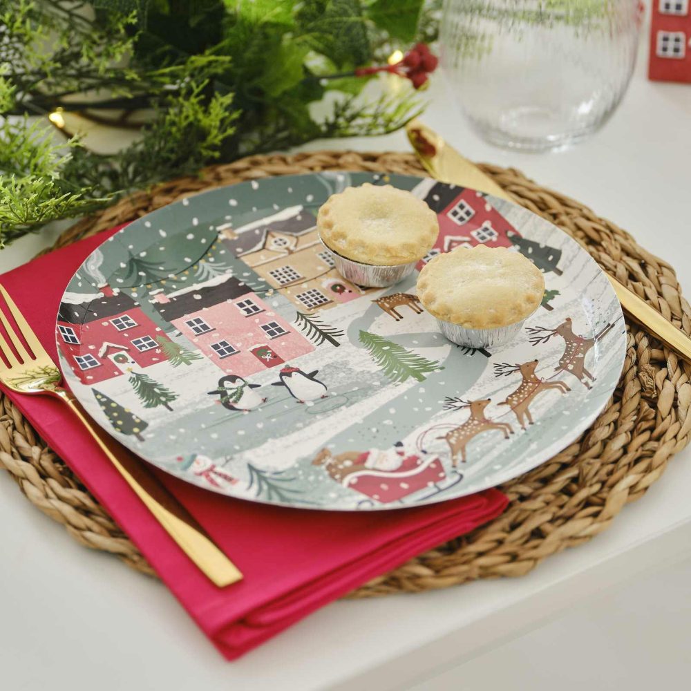 Paper Plates |   Festive Scene Christmas Paper Plates Paper Plates Paper Plates