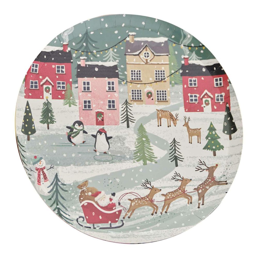 Paper Plates |   Festive Scene Christmas Paper Plates Paper Plates Paper Plates