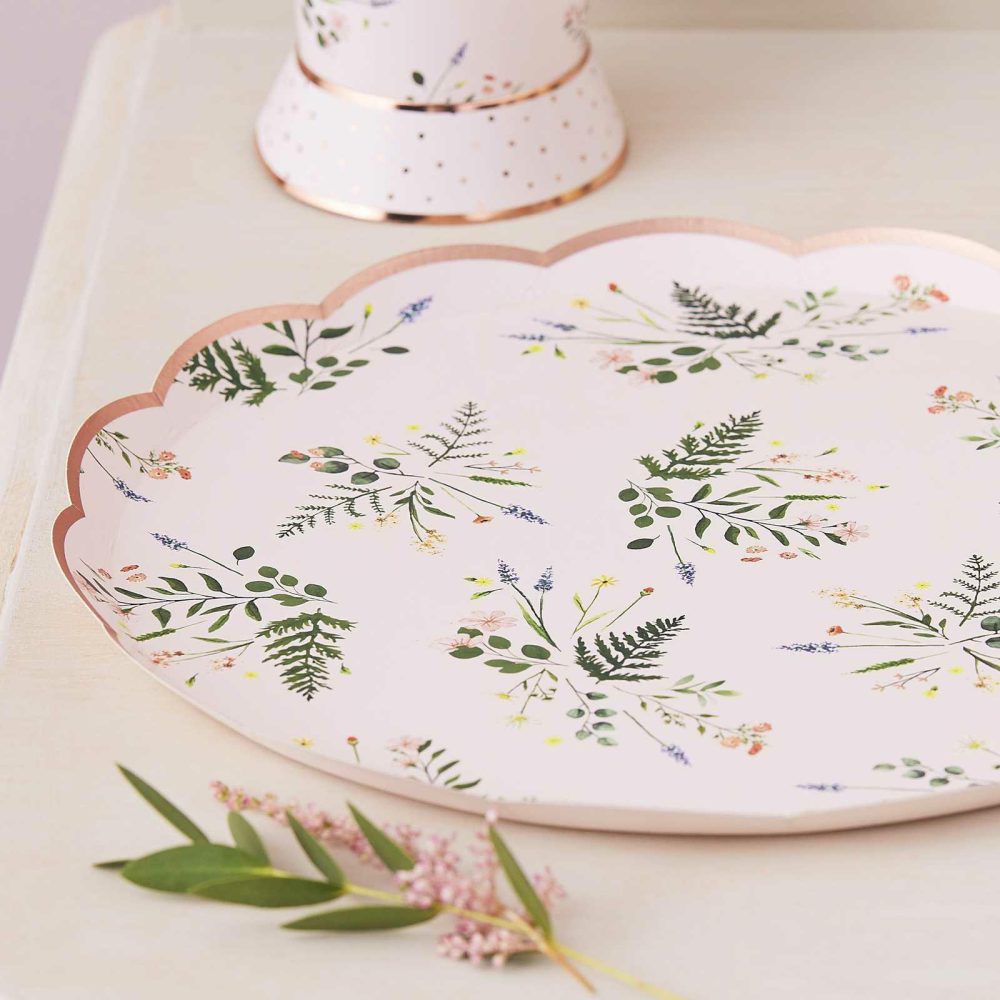 Paper Plates |   Floral Tea Party Foiled Paper Plates Paper Plates Paper Plates