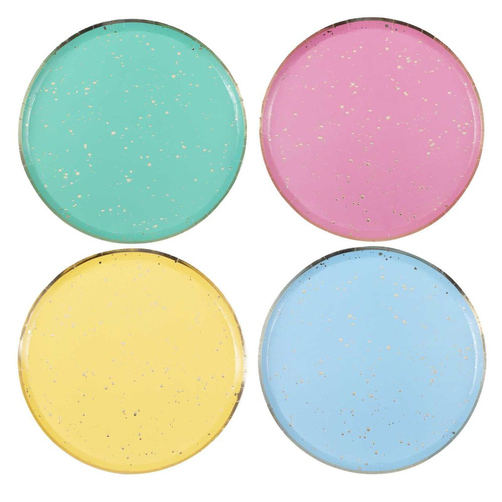 Paper Plates |   Gold Flecked Brights Rainbow Party Plates Paper Plates Paper Plates