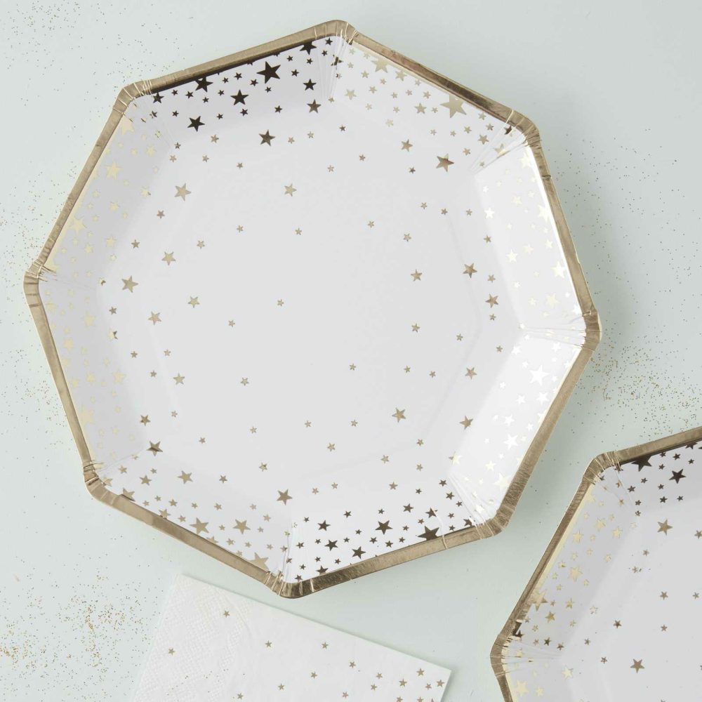 Paper Plates |   Gold Foiled Star Paper Plates Paper Plates Paper Plates