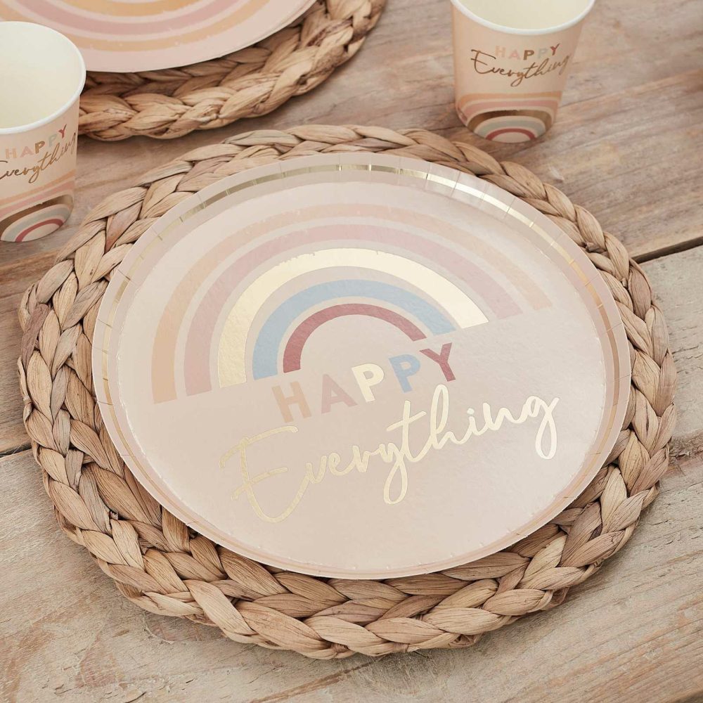 Paper Plates |   Happy Everything Natural Rainbow Plates Paper Plates Paper Plates