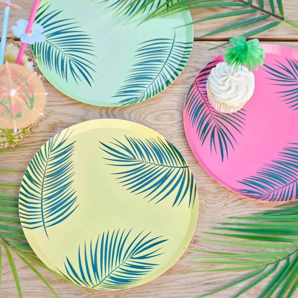 Paper Plates |   Hawaiian Tiki Palm Leaf Printed Paper Plates Paper Plates Paper Plates