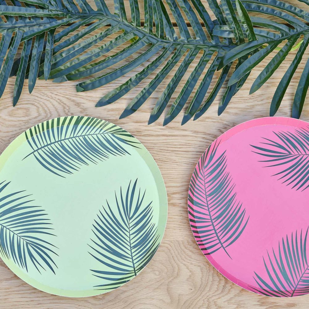 Paper Plates |   Hawaiian Tiki Palm Leaf Printed Paper Plates Paper Plates Paper Plates