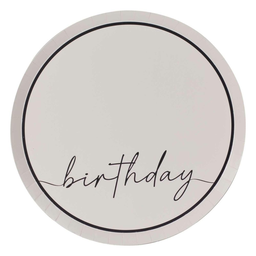 Paper Plates |   Nude And Black Happy Birthday Paper Party Plates Paper Plates Paper Plates