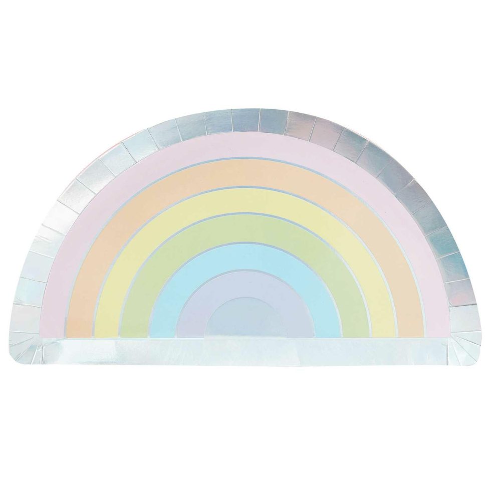 Paper Plates |   Pastel And Iridescent Foiled Rainbow Plates Paper Plates Paper Plates