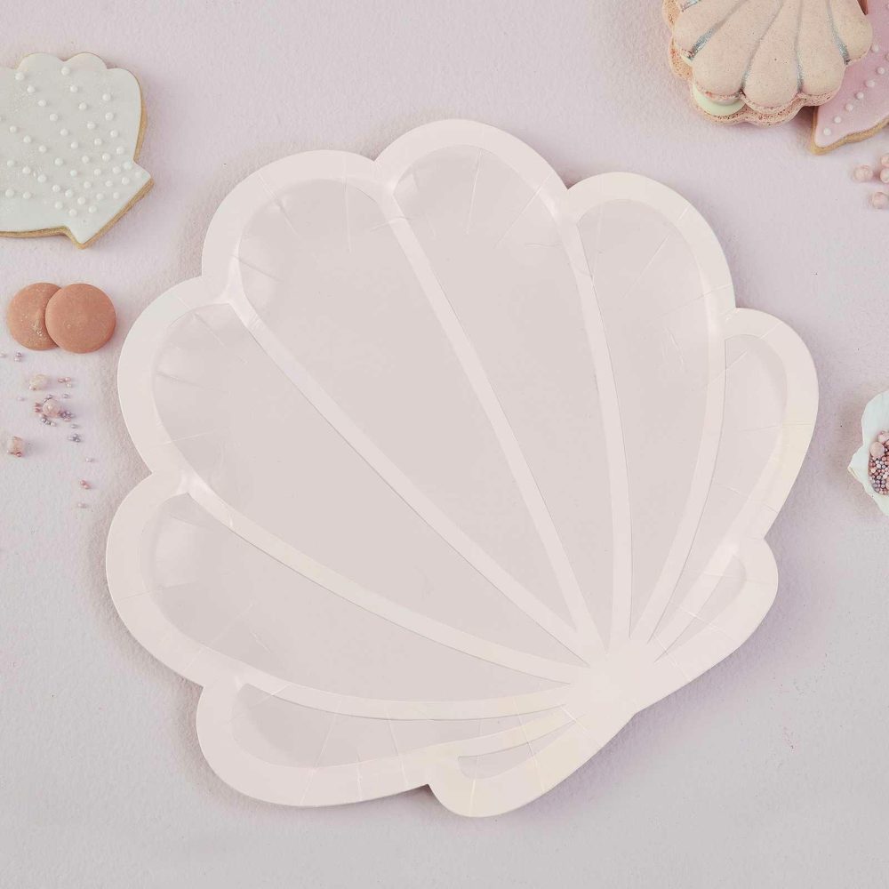 Paper Plates |   Pink Mermaid Shell Shaped Paper Plates Paper Plates Paper Plates