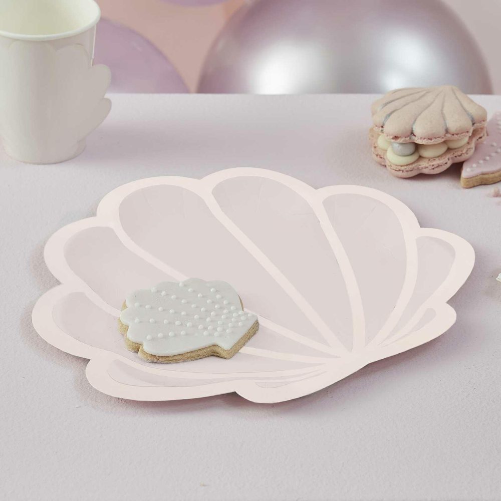 Paper Plates |   Pink Mermaid Shell Shaped Paper Plates Paper Plates Paper Plates