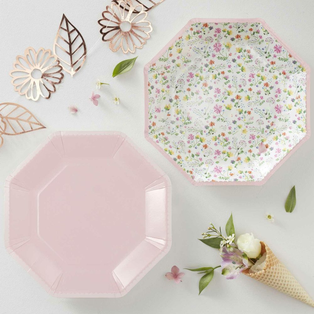 Paper Plates |   Pink Paper Floral Plates Paper Plates Paper Plates