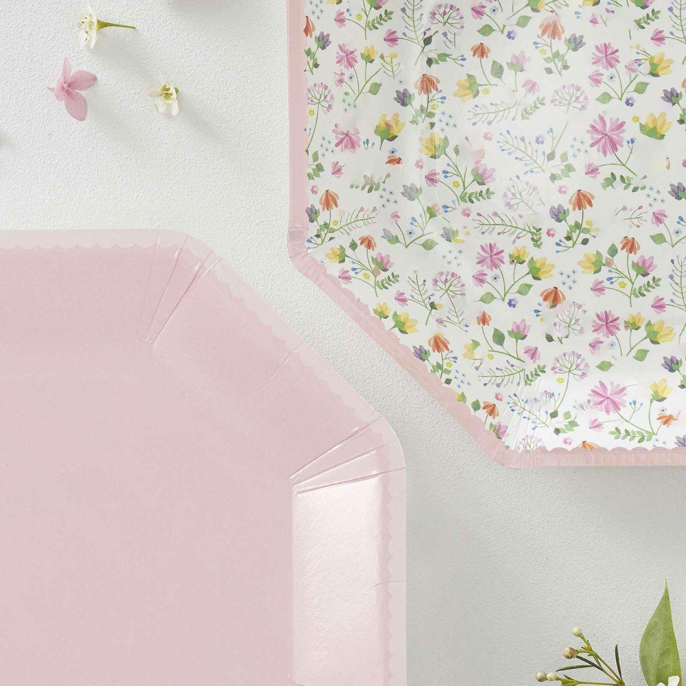 Paper Plates |   Pink Paper Floral Plates Paper Plates Paper Plates