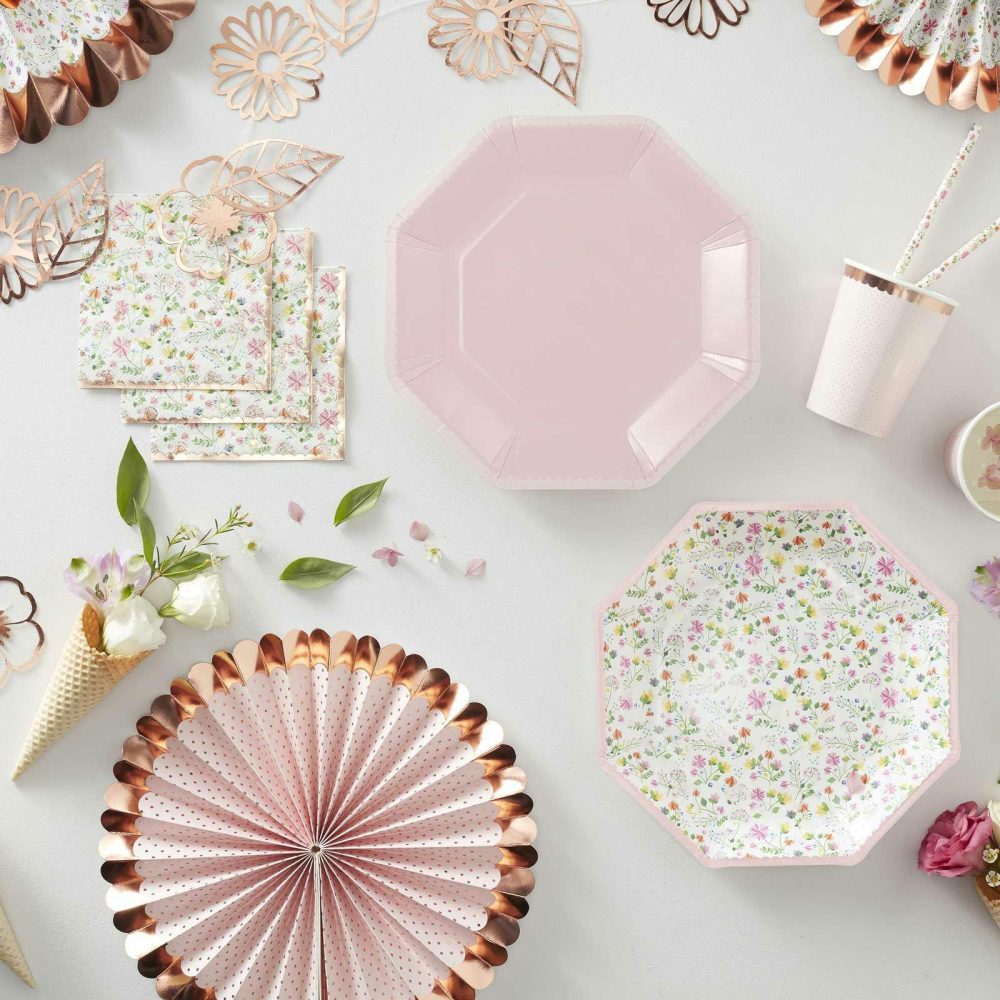 Paper Plates |   Pink Paper Floral Plates Paper Plates Paper Plates