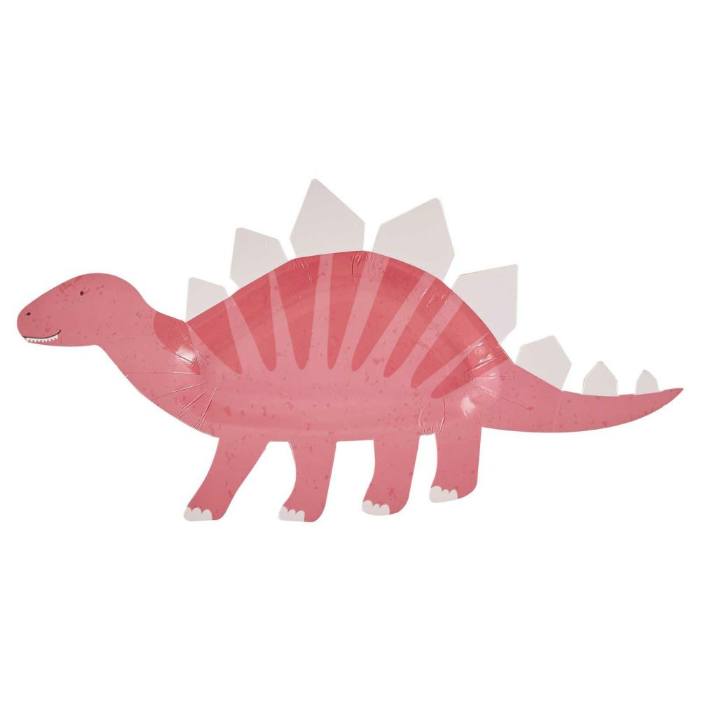 Paper Plates |   Pink Shaped Dinosaur Sweet Treat Plate Paper Plates Paper Plates