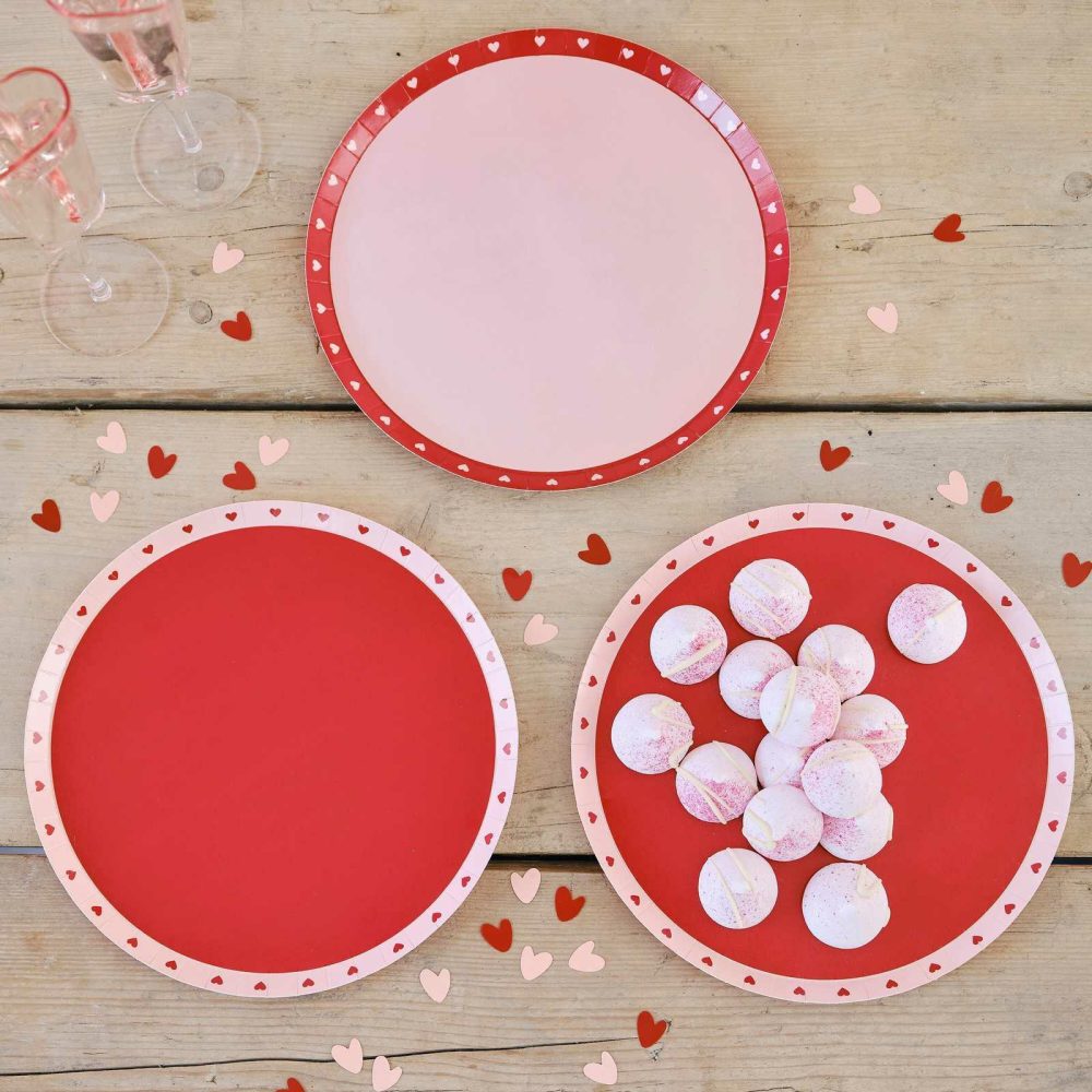 Paper Plates |   Red And Pink Valentines Heart Plates Paper Plates Paper Plates