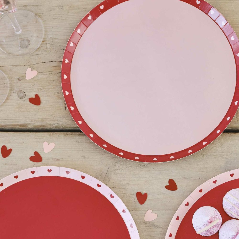 Paper Plates |   Red And Pink Valentines Heart Plates Paper Plates Paper Plates