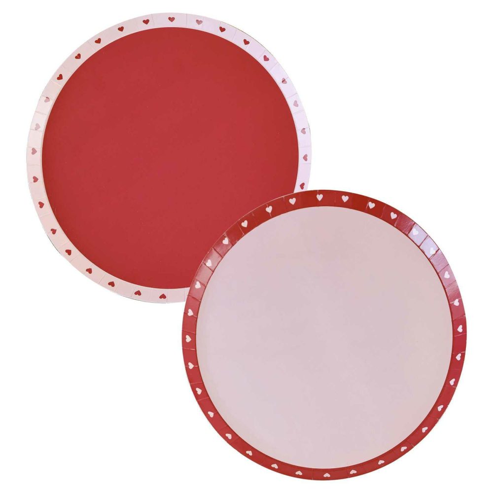 Paper Plates |   Red And Pink Valentines Heart Plates Paper Plates Paper Plates