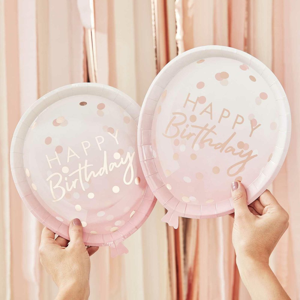 Paper Plates |   Rose Gold Balloon Shaped Party Paper Plates Paper Plates Paper Plates