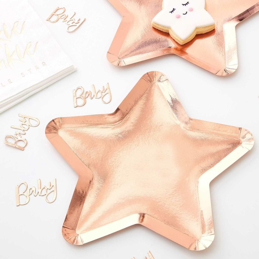 Paper Plates |   Rose Gold Star Shaped Paper Plates – Twinkle Twinkle Paper Plates Paper Plates