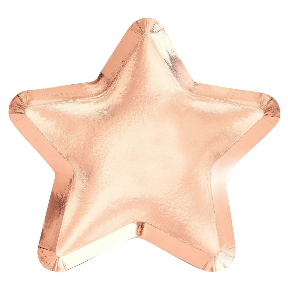 Paper Plates |   Rose Gold Star Shaped Paper Plates – Twinkle Twinkle Paper Plates Paper Plates