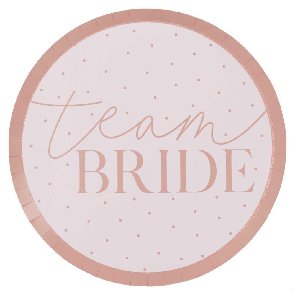 Paper Plates |   Rose Gold Team Bride Bachelorette Party Plates Paper Plates Paper Plates