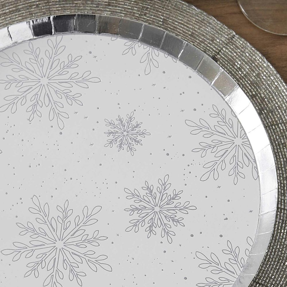 Paper Plates |   Silver Foiled Snowflake Christmas Paper Plates Paper Plates Paper Plates