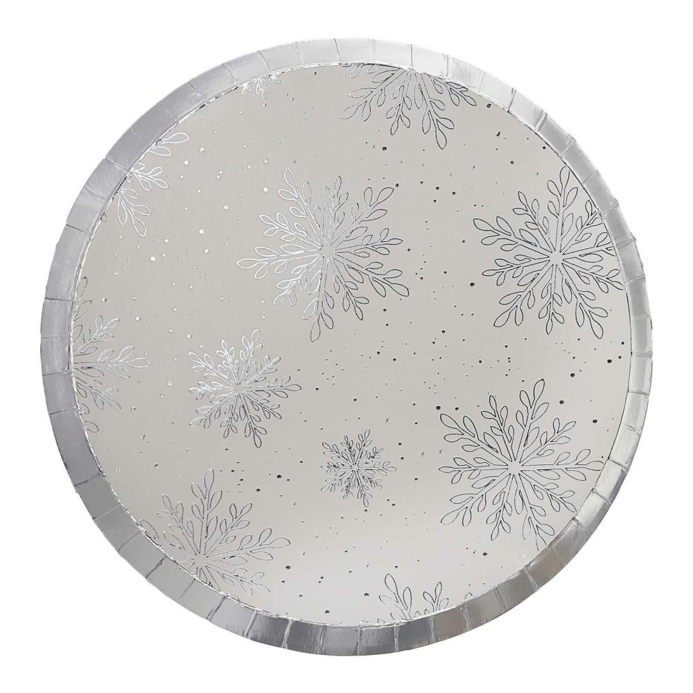 Paper Plates |   Silver Foiled Snowflake Christmas Paper Plates Paper Plates Paper Plates