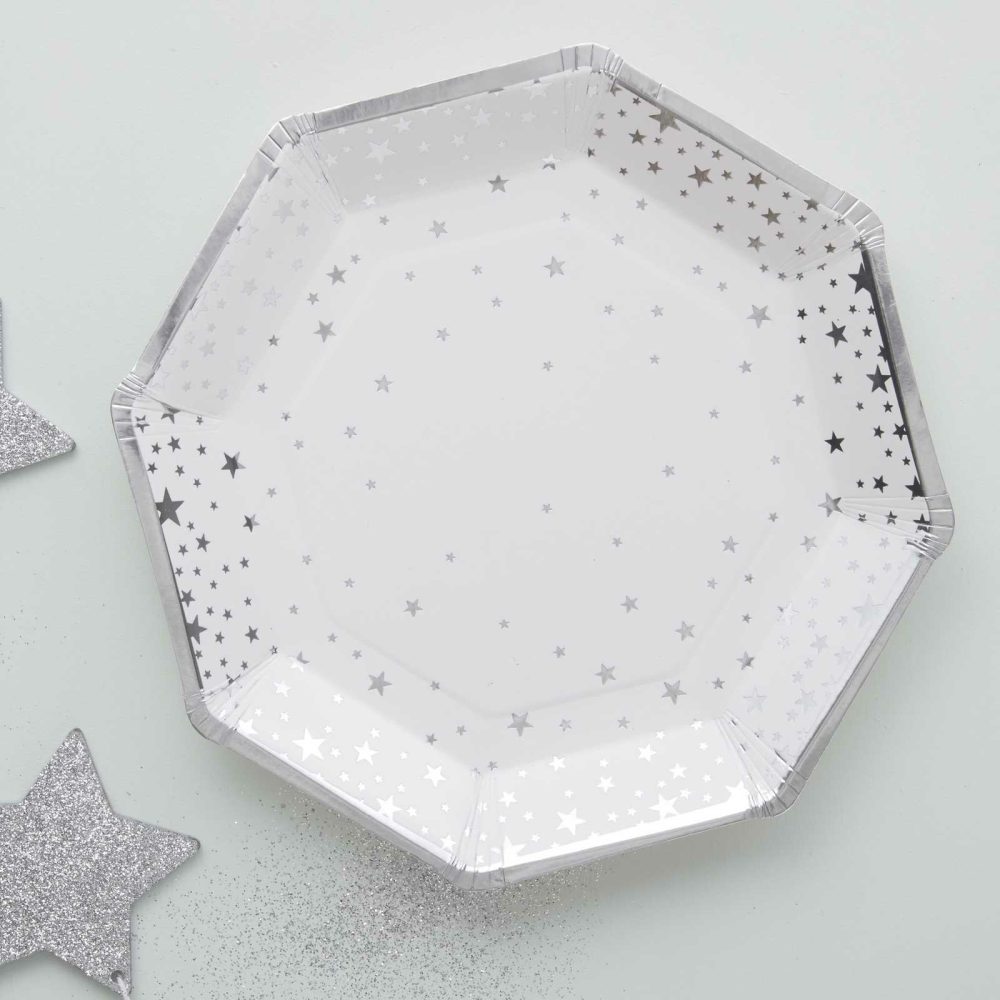 Paper Plates |   Silver Foiled Star Paper Plates Paper Plates Paper Plates