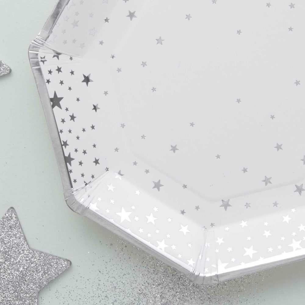 Paper Plates |   Silver Foiled Star Paper Plates Paper Plates Paper Plates