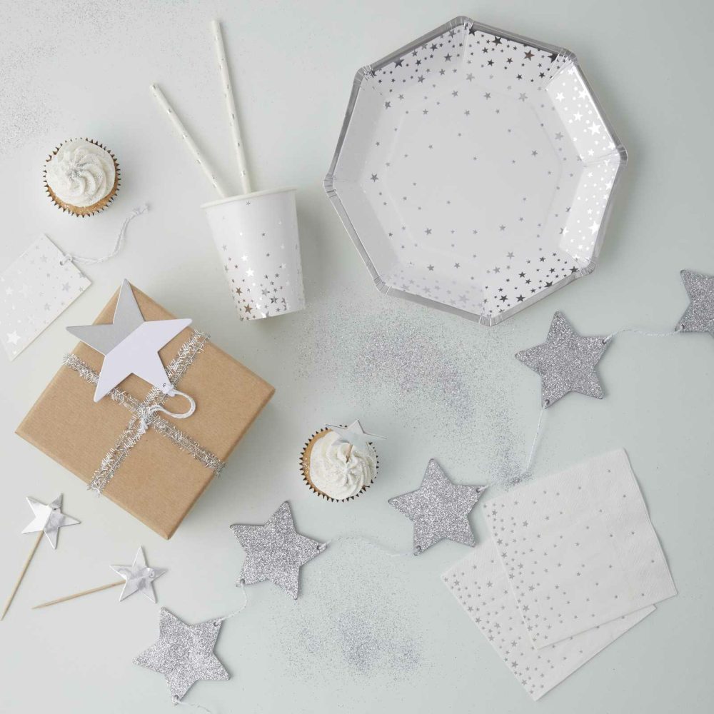 Paper Plates |   Silver Foiled Star Paper Plates Paper Plates Paper Plates