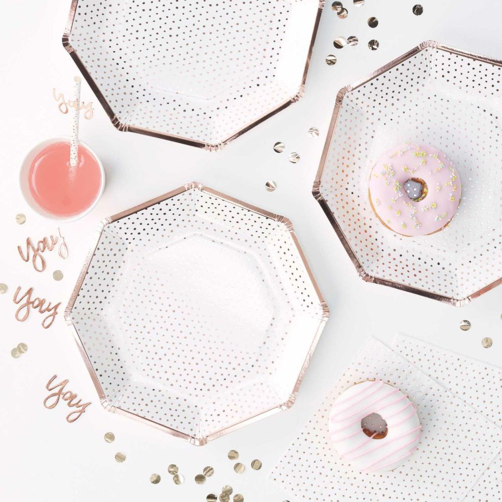 Paper Plates |   Spotty Print Rose Gold Paper Plates Paper Plates Paper Plates