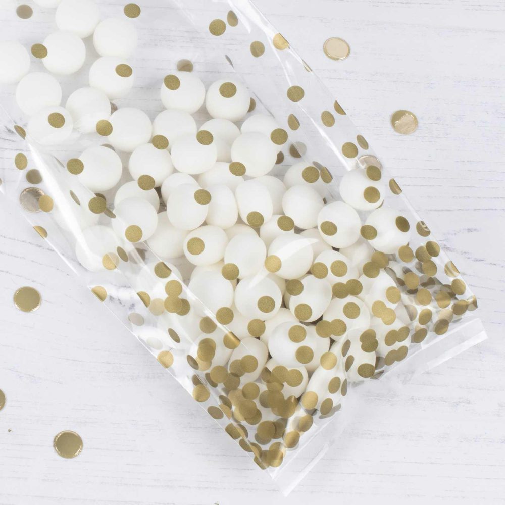 Party Bags & Boxes |   Clear & Gold Polka Dot Party Bags Party Accessories Party Bags & Boxes