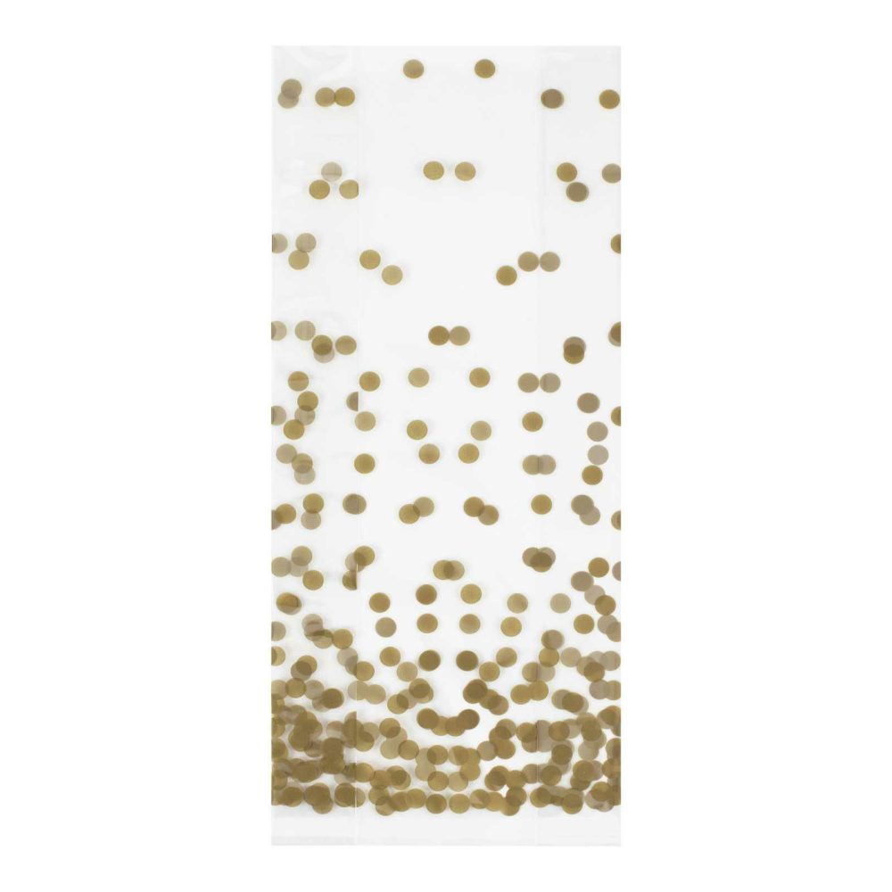 Party Bags & Boxes |   Clear & Gold Polka Dot Party Bags Party Accessories Party Bags & Boxes