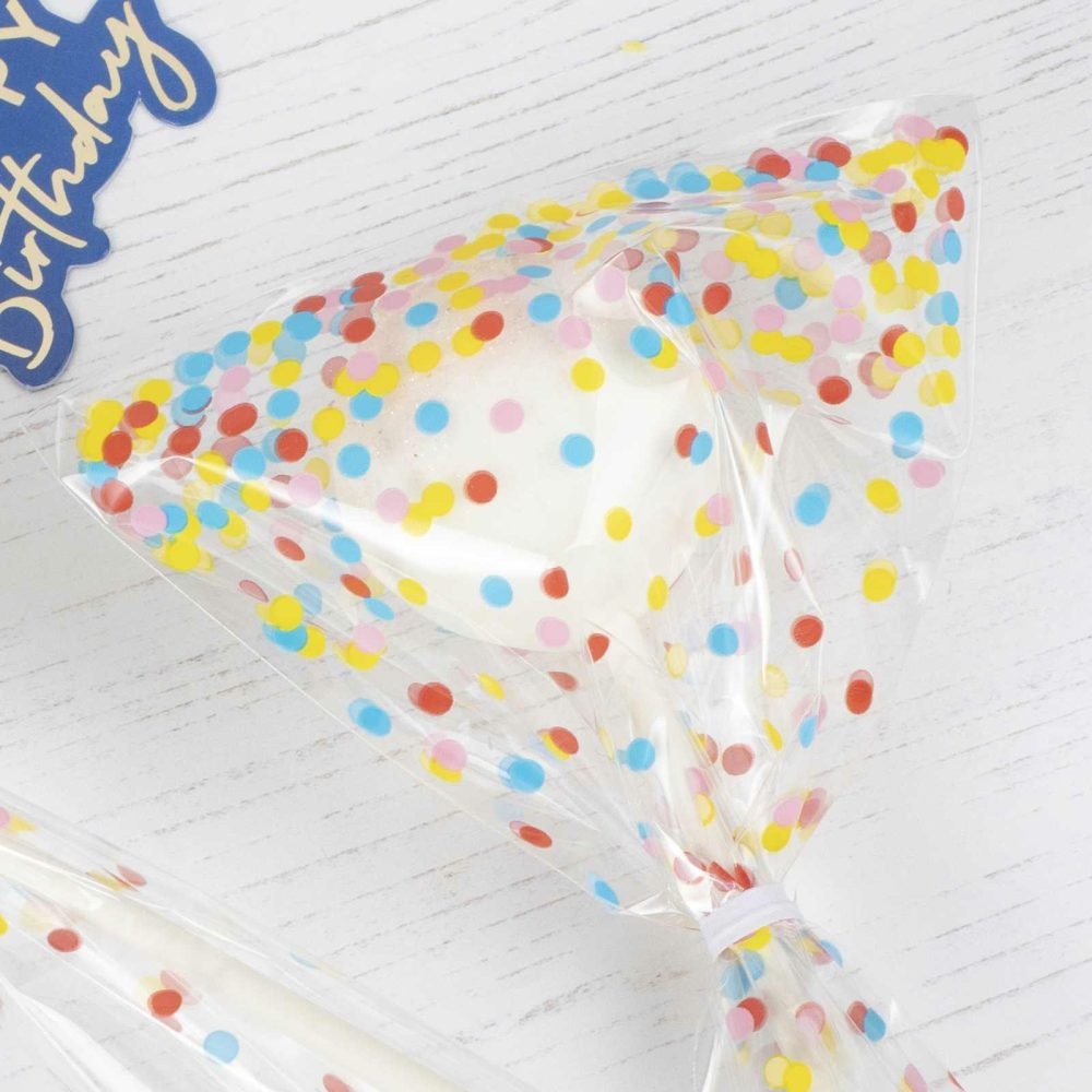 Party Bags & Boxes |   Clear Multicoloured Spot Lollipop Bags Party Accessories Party Bags & Boxes