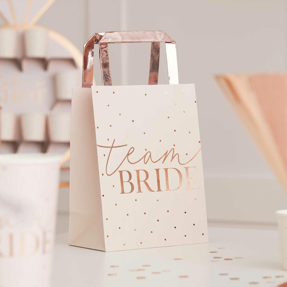 Party Bags & Boxes |   Pink Team Bride Rose Gold Foiled Bachelorette Party Bags Party Accessories Party Bags & Boxes