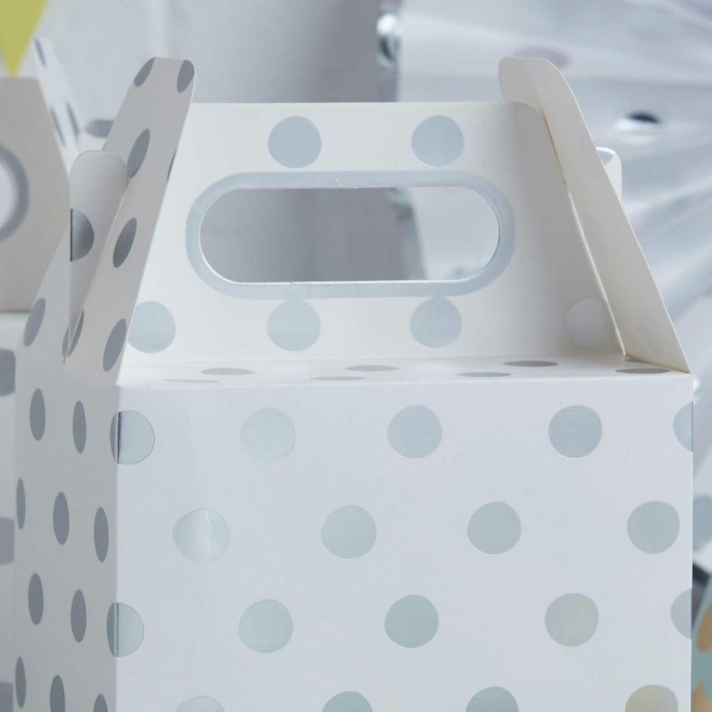 Party Bags & Boxes |   Silver Foiled Polka Dot Party Boxes – Pick & Mix Party Accessories Party Bags & Boxes