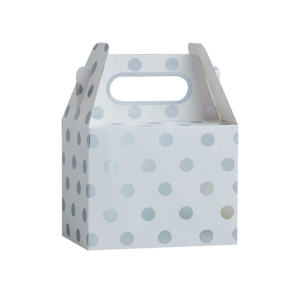 Party Bags & Boxes |   Silver Foiled Polka Dot Party Boxes – Pick & Mix Party Accessories Party Bags & Boxes