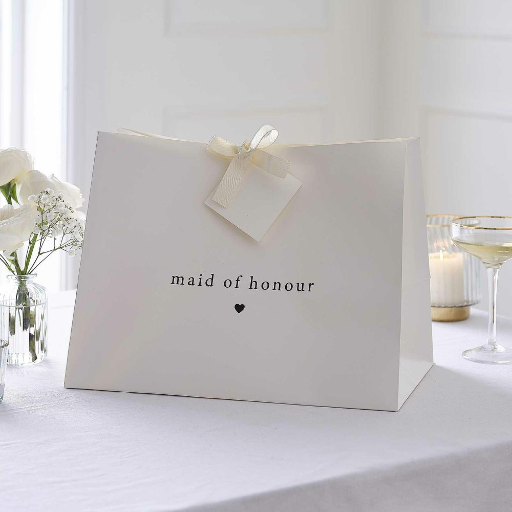 Party Bags & Boxes |   White Maid Of Honour Gift Bag Party Accessories Party Bags & Boxes