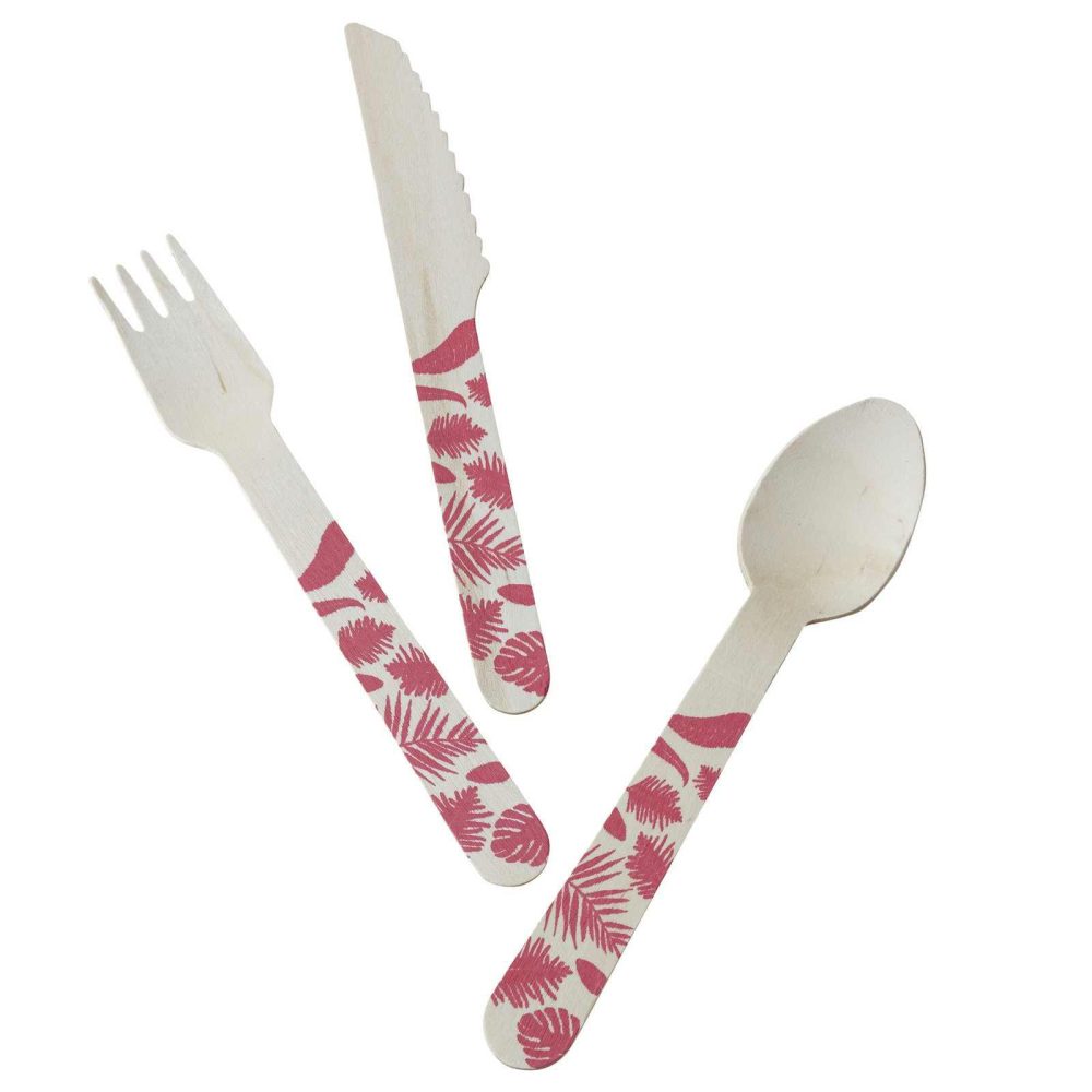 Party Cutlery |   Tropical Wooden Cutlery – Flamingo Fun Party Cutlery Party Cutlery