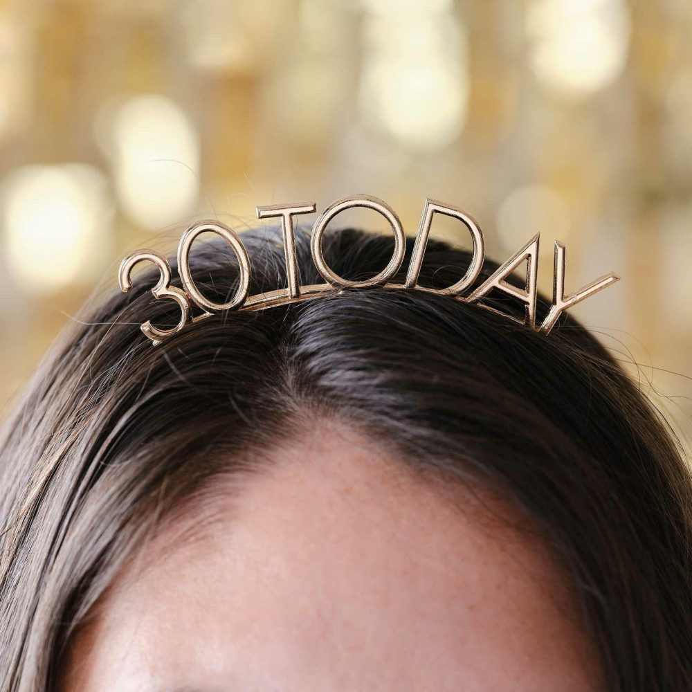 Party Hats, Sashes & Dress Up |   Champagne Gold 30Th Birthday Headband Party Accessories Party Hats, Sashes & Dress Up