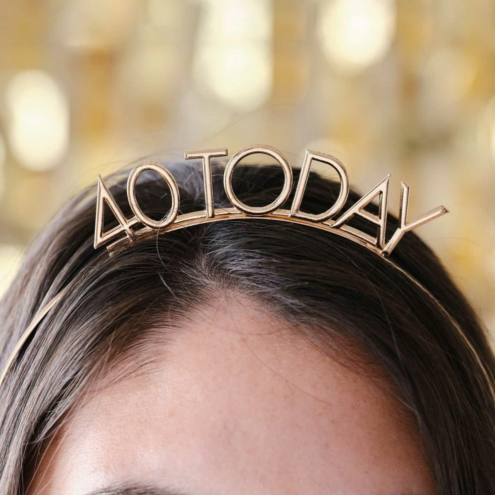 Party Hats, Sashes & Dress Up |   Champagne Gold 40Th Birthday Headband Party Accessories Party Hats, Sashes & Dress Up