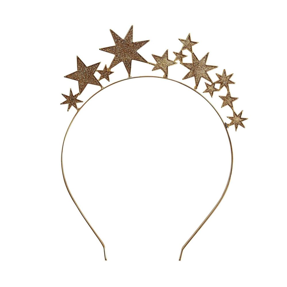 Party Hats, Sashes & Dress Up |   Gold Metal Star Christmas Headband Party Accessories Party Hats, Sashes & Dress Up