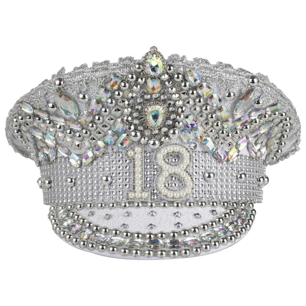 Party Hats, Sashes & Dress Up |   Rhinestone & Pearl Embellished 18Th Birthday Hat Party Accessories Party Hats, Sashes & Dress Up