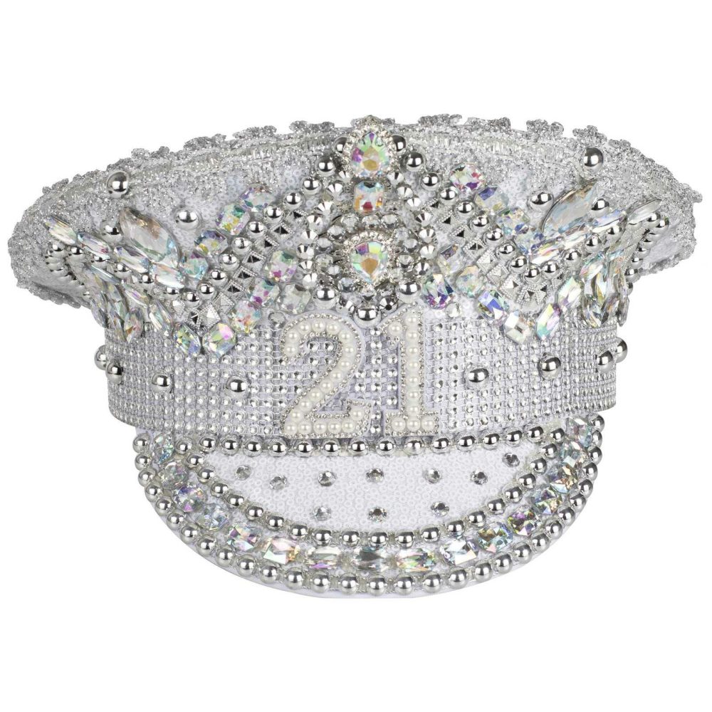 Party Hats, Sashes & Dress Up |   Rhinestone & Pearl Embellished 21St Birthday Hat Party Accessories Party Hats, Sashes & Dress Up