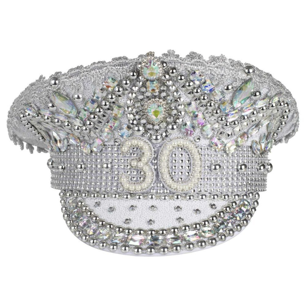 Party Hats, Sashes & Dress Up |   Rhinestone & Pearl Embellished 30Th Birthday Hat Party Accessories Party Hats, Sashes & Dress Up